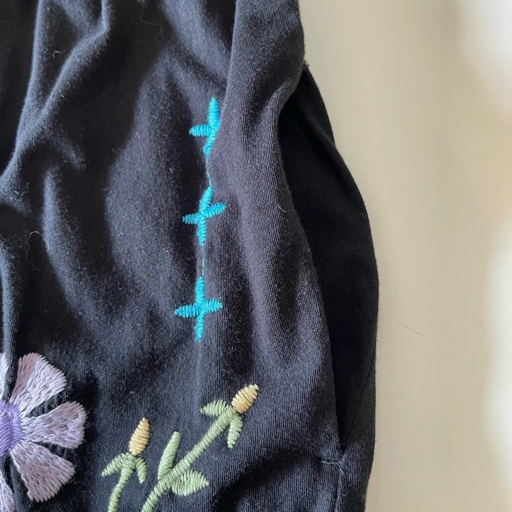 Johnny Was Floral Embroidered Katie Knit Henley Tiered Maxi Dress Boho Hippie XL - Picture 7 of 9